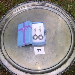 silver black and white earrings